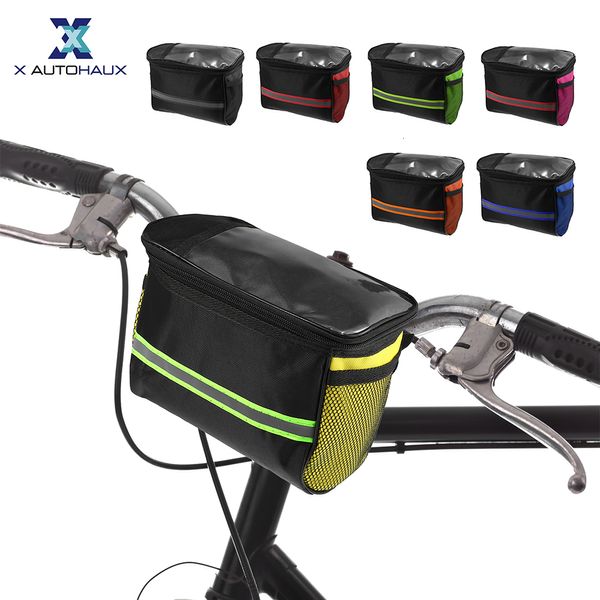 Paniers Bags x Bolsa de guidão de bicicleta Autohaux com Touch Screen Phone titular 215x13x16cm Armazenamento de ciclismo de ciclismo 7 cores 230816