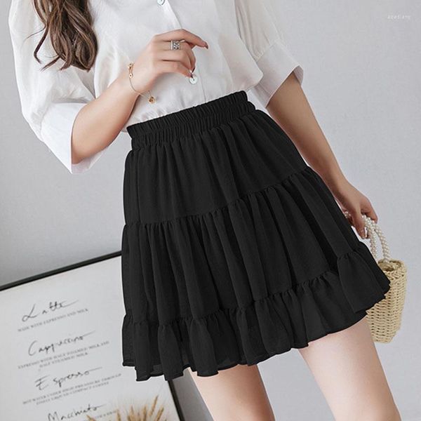 Signe Summer Chiffon Mini Women Fashion Solid High High Welf Sexy Short Shoran Style Jupe Femme