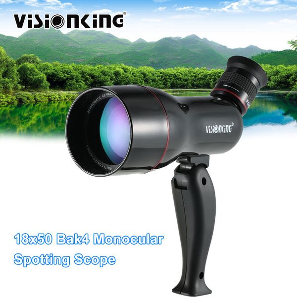 VisionKing 18x50 Telescópio monocular à prova d'água Bak4 Prism Spotting Scope para caçar pássaros com equipamentos de acampamento de Gripod