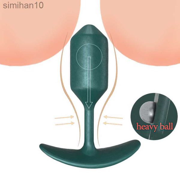 Treinamento anal anal anal Silicone Plug Anal Plug Aço inoxidável Bola embutida Toys de sexo Butt Plug Pull Anus Massager For Men Vagina apertando HKD230816