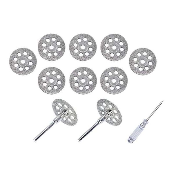 Handwerkswerkzeugzubehör Diamant Schneidrad 22mm10pcs mit 402 Mandrelm2pcs und Schraubendreher für die Dremel -Drehabfall -Abgabe m dh1gr