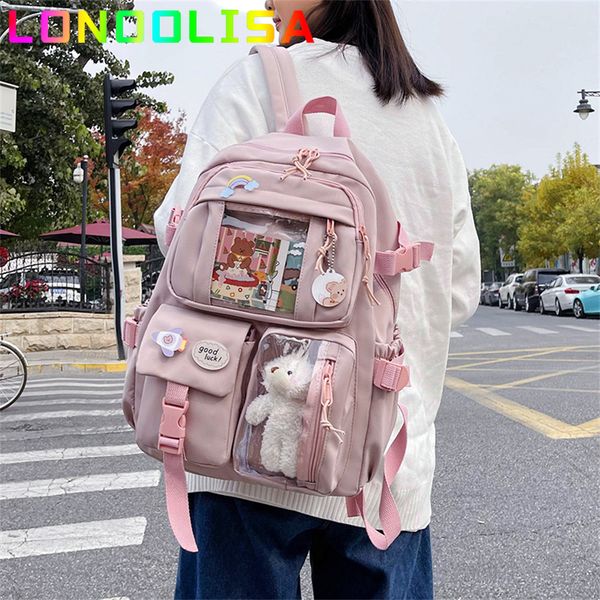 Schultaschen süße Frauen Rucksack wasserdichte Multipocket -Nylonbeutel für studentische Mädchen Kawaii Laptop Buch Pack Mochilas 230816