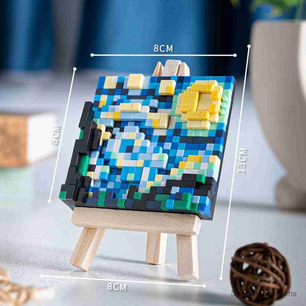 Блоки The Starry Night Micro Mini Building Kit для взрослых DIY Build Block B Set Construction Model Model Model для домашнего декора R230817