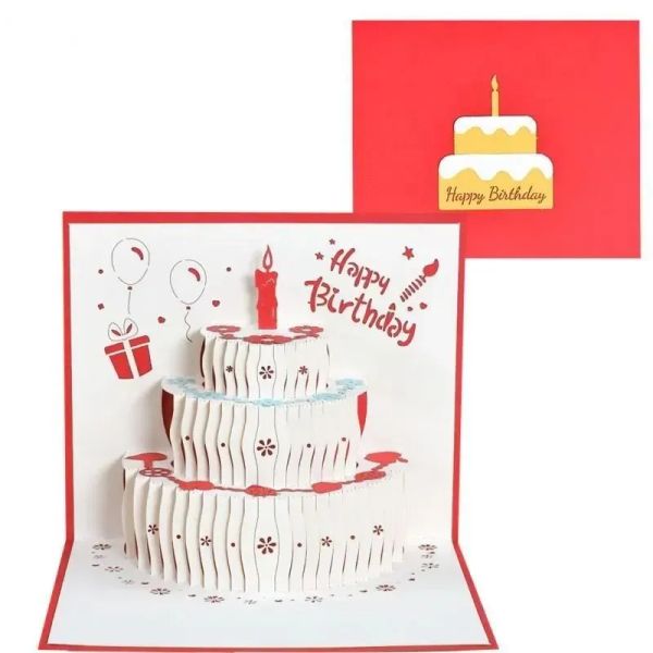 Biglietti d'auguri UPS 3D Happy Birthday Cake Pop-up Regalo per bambini Mamma con regali fatti a mano 23 ll