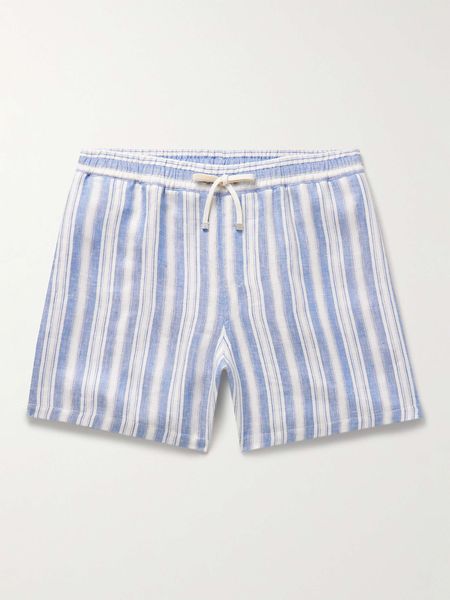 Designer Männer Shorts Sommer Italienisch Design Casual Short Hosen Loro Piana Weiß gestreiftes Leinen Kordelschnur Shorts Strand Kee