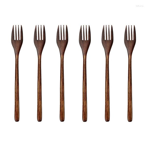 Forks in legno da 6 pezzi 6 pezzi ecologici in legno giapponese Insalata per la cena tavoli da tavolo per bambini adulti