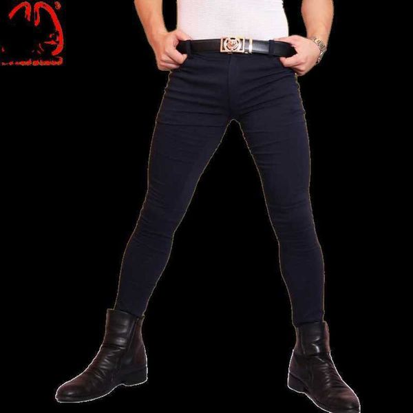 Sexy Men Tights Fashion Jeans Calças elásticas de lápis casual Comfortble calça clara erótica clube de lingerie gay desgaste plus size9ssr