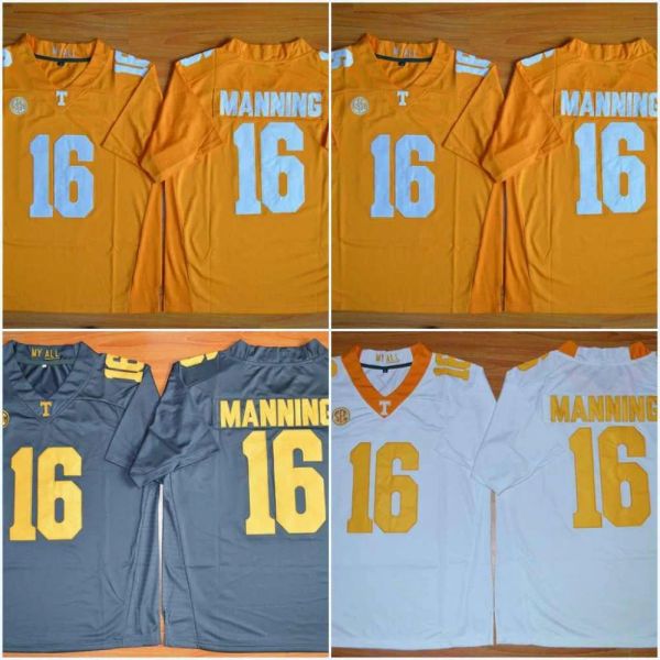 #16 Maglie da calcio del Peyton Manning College Qualsiasi nome Numero Tennessee Volontari NCAA Cucite Mens Mens Womens Youth -Factory Outlet Factory Outlet