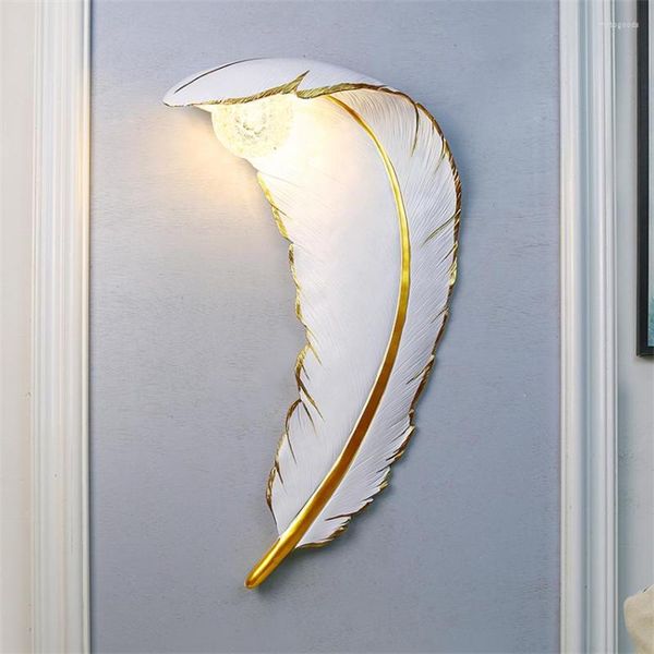 Lampada a parete Nordic Resin Feather Lampade camera da letto per sé soggiorno decorazioni per bambini Decorazione per bambini Pliona di pannelli in cristallo Luci