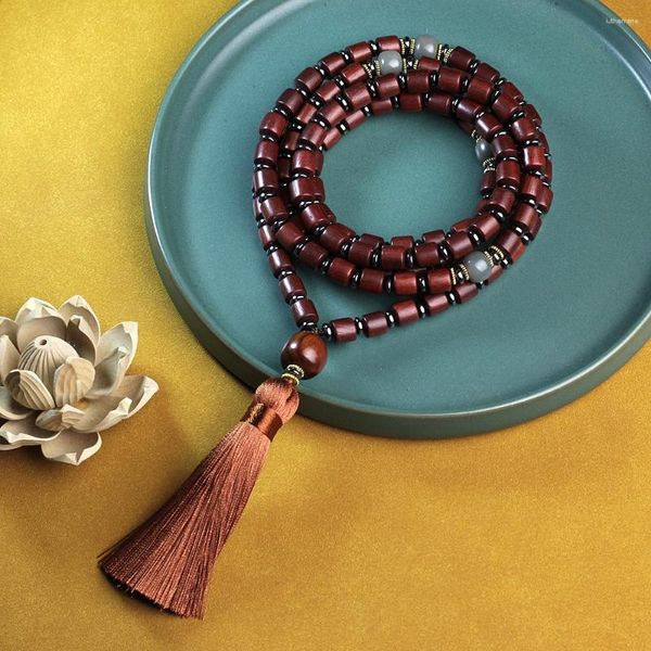 Strand Rosário 108 BEADS BLOOD SANDALWOOD BRACELETE NATURAL Colar de madeira mala bodhi