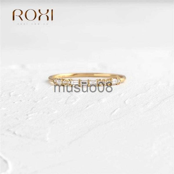 Bandringe ROXI Asymmetrie Geometrie Rechteck Kristalle Gold Ringe für Frauen Ringe Schmuck 925 Sterling Silber Fingerring Ins Ehering J230817