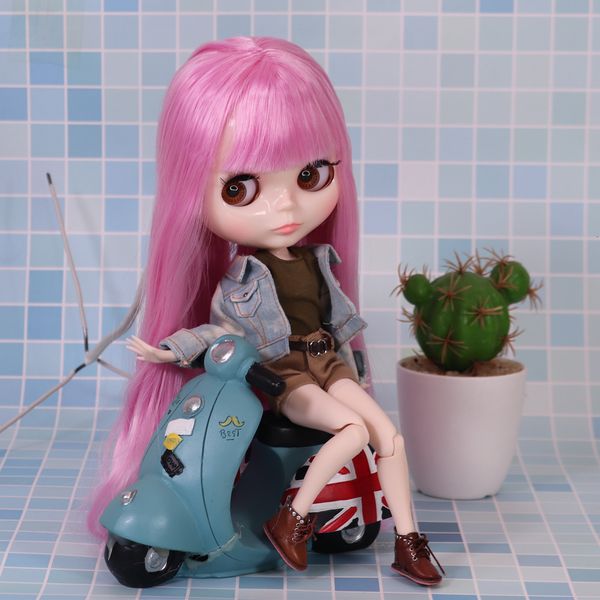 Куклы ледяные DBS Blyth Doll Pipe Pink Hair White Skin Code Body Neo 16 BJD OB24 аниме -девушка игрушки 230816