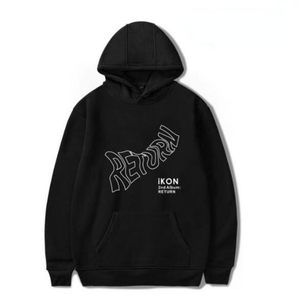 Mulheres Hoodies Moletons KPOP IKON 2º Álbum Retorno Oversized WomenMen Moletom Com Capuz Streetwear Hip Hop Pulôver Jaqueta Com Capuz Roupas 230817