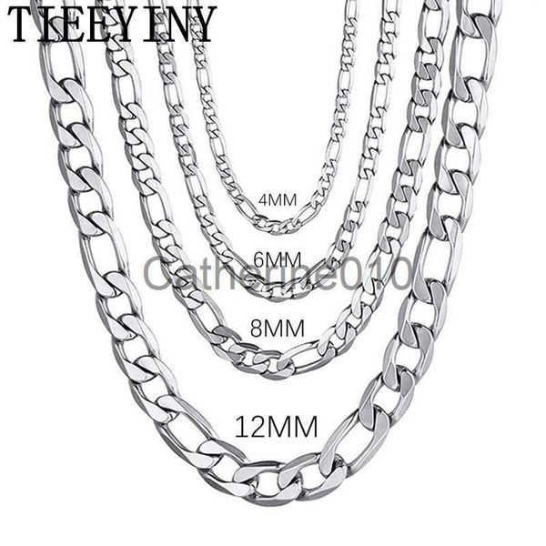 Colares pendentes Tieeyiny Men 925 Sterlsilver 4mm/6mm/8mm/12mm Colar de corrente Figaro Colar de 16 a 30 polegadas de moda de colar de ponta alta Jewelry Gifts J230817