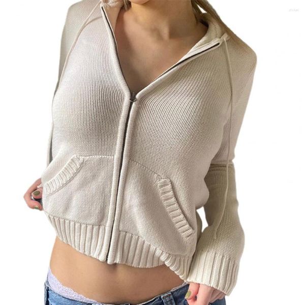 Damen Strick Reißverschluss Pullover Strickjacken Langarm