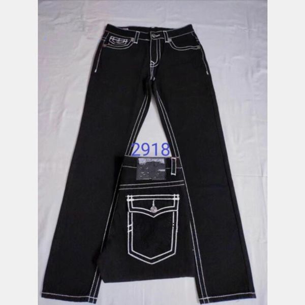 2023 Herren wahre Jeans Lange Hosen Herren grobe Linie Super Religion Jeans Kleidung Mann Casual Bleistift Blau Black Denim Hosen M2918