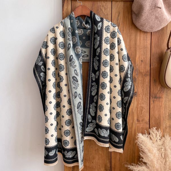 Шарфы кашемировый шарф -шарф Женщины густые теплые одеяло Шаль, обертывание модного дизайна, дизайн, путешествующий Pahsmina Bufanda Stoles Echarpe 230817