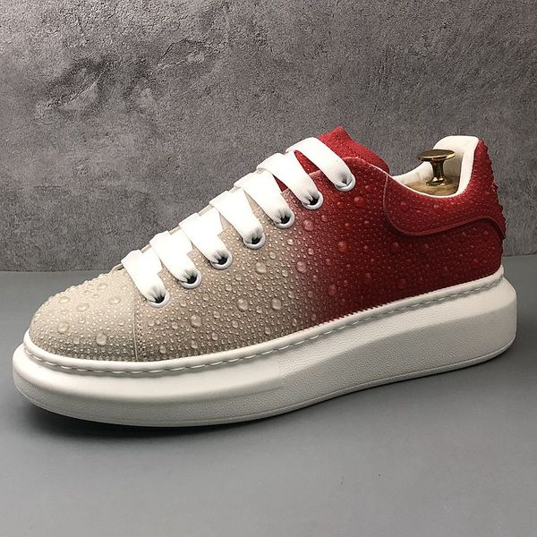 European Dres Style Party Wedding Shoes de casamento Spring Autumn Lace Breathable Up Rhinestone Sneaker Casual Round Toe