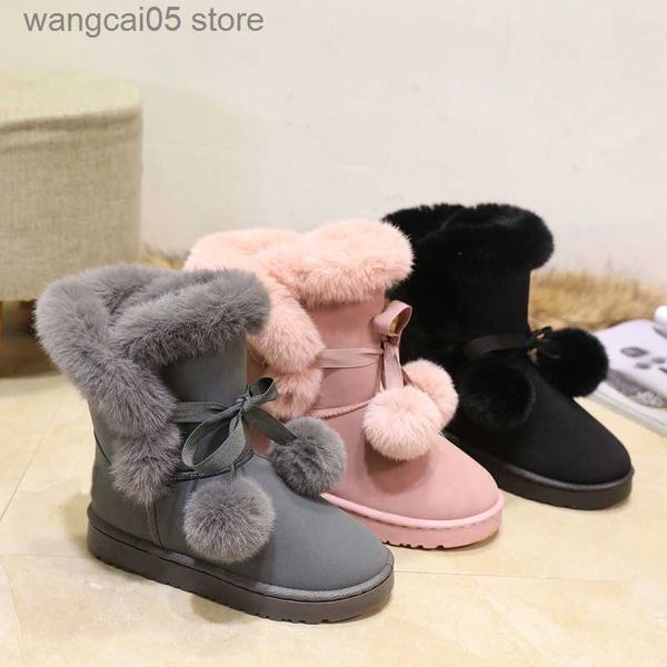 Bot Comemore Snow Boots Kadınlar artı Furry 2022 Kış Yeni Platform Boot Up Öğrenci Sevimli Kadın Ayak Bilgi Bagaz Siyah Pembe Ayakkabı 41 T230817