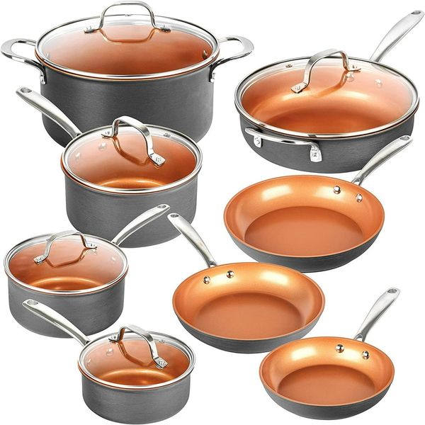 Pro Hard Anodized 13 PCS Premium Pookware Set Pots и сковороды SET PFOA Бесплатный посудоподретная посуда SET SAFE SAFE