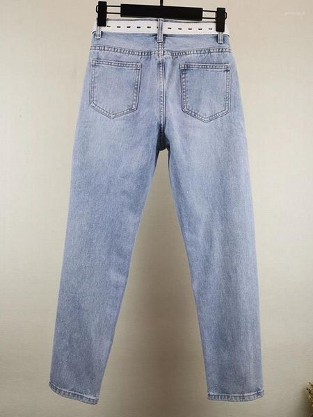 Frauen Jeans Frauen Perlenloch zerrissen Frühling Herbst Mode hohe Taille Knöchel Länge Hosen Streetwear Denimhose weiblich S-XL