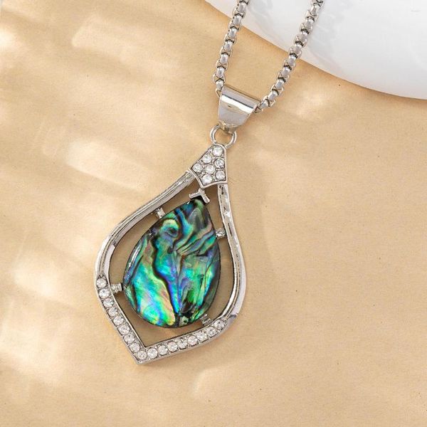 Anhänger Halsketten Edelstahl -Tröpfchenform Abalone Shell Halskette für Frauen Mädchen Naturstein Halshärte Vintage Schmuck Schmuck