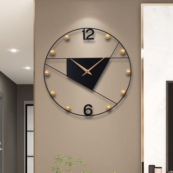 Relógios de parede portador nórdico elegante elegante círculo estético relógio preto moderno industrial minimalista horloge design