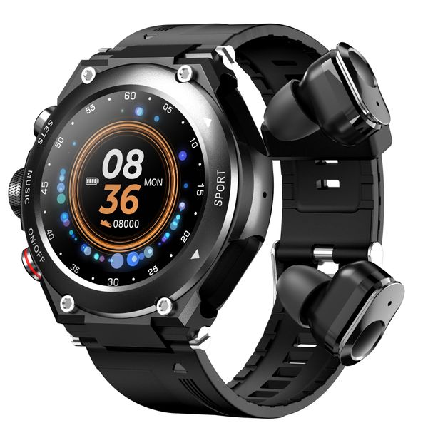 T92 Smart Watch 2-em-1 TWS Bluetooth Headset Dial-Up Dial-Up, Música local, freqüência cardíaca, pressão arterial