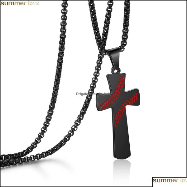 Anhänger Halskette Anhänger Schmuck Edelstahl Baseball Kreuz Halskette für Frauen und Männer Bibelvers Christian Religion Geschenk Dhepu Dhepu