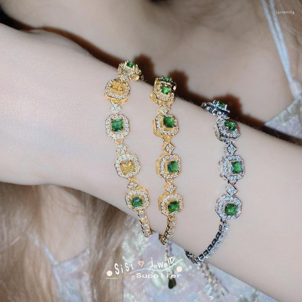 Link Armbänder SISI grenzüberschreitende Quelle Schmuck platin platinmikrogelegene Emerald Armband Mehrfarbige Schatzfrau
