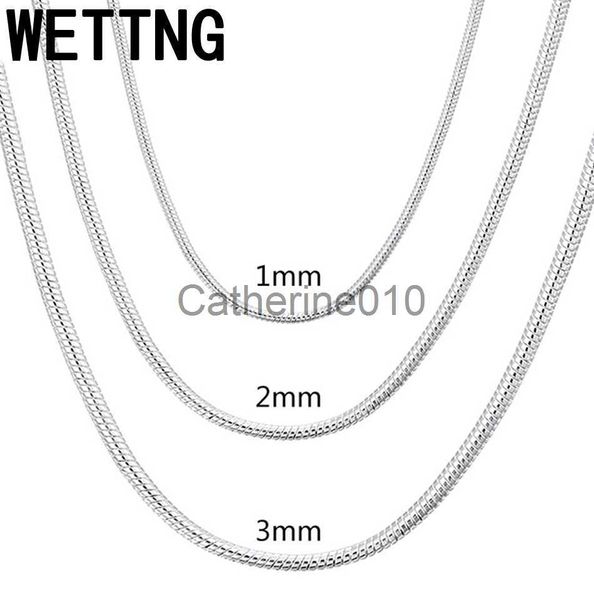 Collane a ciondolo 925 argento da 1 mm/2 mm/3 mm collana a catena serpente per uomini donne collane d'argento gioielli di moda j230817