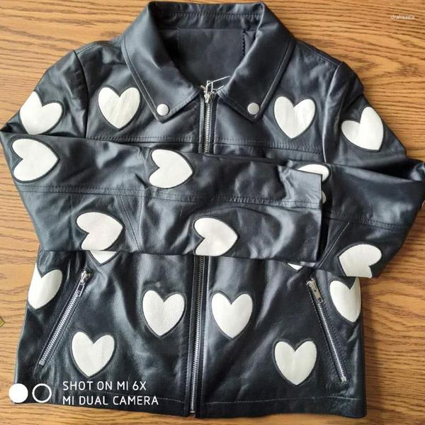 Giacca di pelle da donna s-xxl da donna cappotto di pelle di pecora da donna corta giacche a motore naturale giacche da donna con stampa streetwear2023