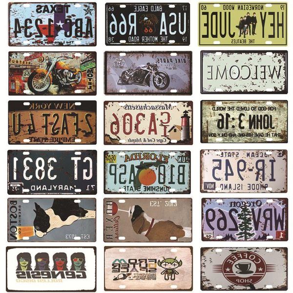 Creative Tin Painting Retro American Old License Plate Bar Cafe KTV ristorante Personalità decorazione mura