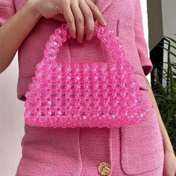 Bolsas de noite bolsa de pérola clara acrílica cristal stone box box designer handbag women women festas de verão festas de verão pequeno bolsa 230816