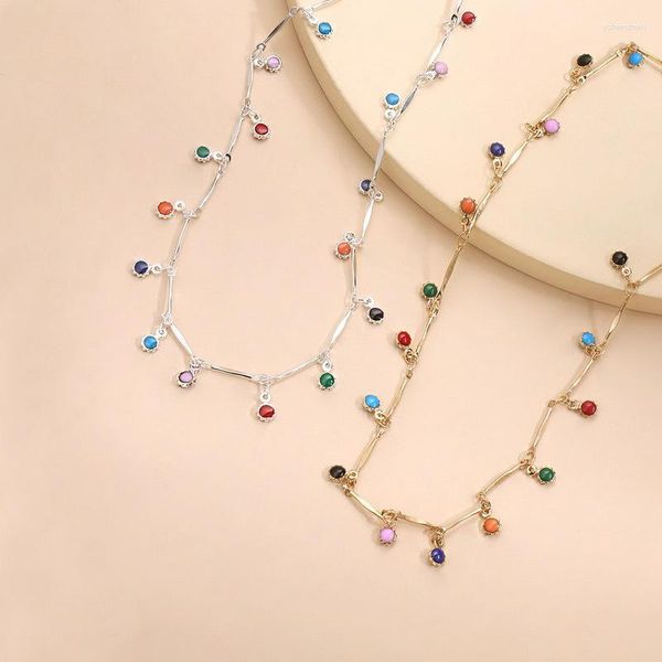Collane a pendente 2023 Autentica lega bohémien catena clavicola colorata piccola collana di girasole per donne regalo gioielli fai -da -te all'ingrosso