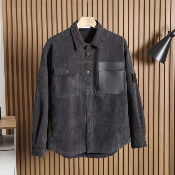 Designer de pedra bolso jaquetas jaqueta manga longa zíper botão emblemas homens camiseta casaco casual blusão bordado camisas masculinas outono casacos tamanho asiático m-2xl