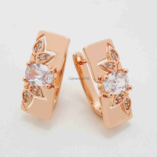 Charm New Flower White natürlicher Zirkon Rechteck Frauen Romantische Modeschmuck 585 Roségold Farbe einzigartiges Geschenk Dangle Ohrringe J230817