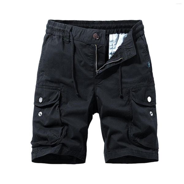 Shorts masculinos quentes confortáveis ​​da cintura normal da cintura solta multi -bolso versátil cargo de carga alta atlética slim fit mens