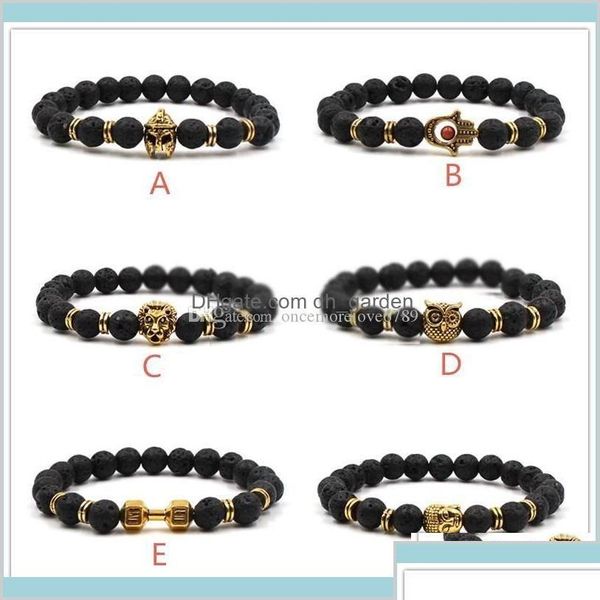 Braccialetti di fascino naturale nero roccia roccia di pietra di pietra da donna uomo gufo aromaterapia diffusore olio essenziale yq69t 98fic drop drop dhbwg