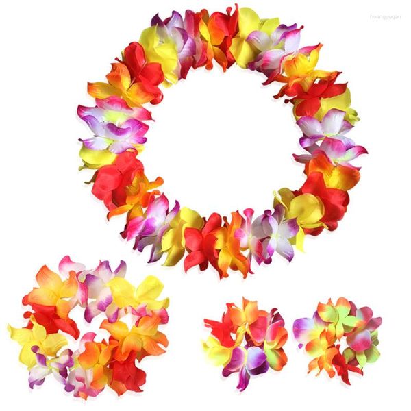 Fiori decorativi ghirlanda di fiori leis hawaiane collana colorata empe braccialetti ladies beach fantasia luau feste di rifornimenti divertenti artificiali