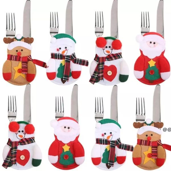 Frohe Weihnachten Messer Fork Beierlertasche Set Natal Weihnachtsdekorationen für das erste Jahr Silvester Weihnachts -Party -Dekorationen