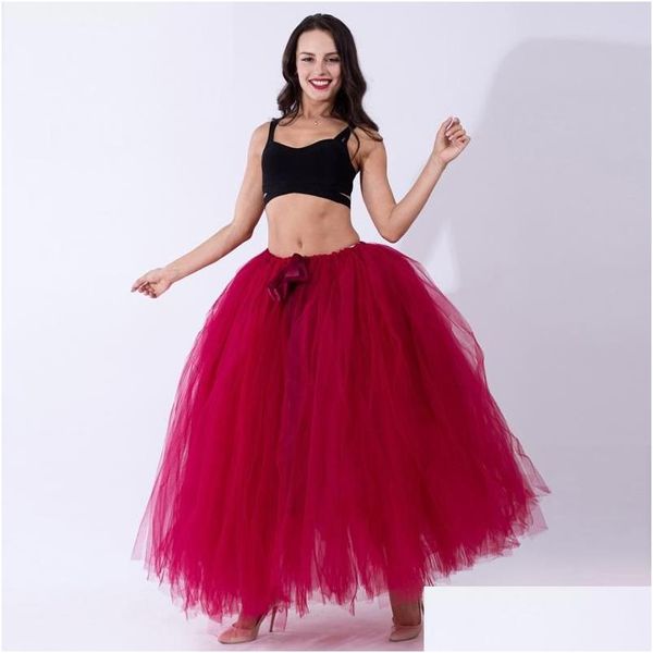 Röcke handgefertigte Stock Wein rotes Falten Maxi tle Womens Elegant Big Swing Long High Taille ADT Tutu Rockskirtsskirts Drop Delivery AP DH9WJ