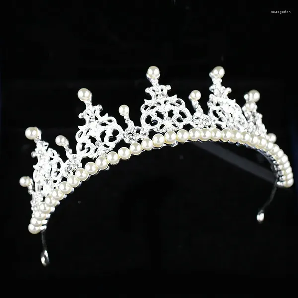 Clip per capelli bellissimi eleganti mitative perla ronestone intarsio corona tiara sposa da sposa corona per feste di fine anno