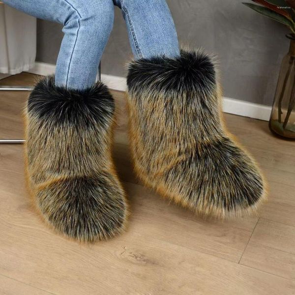 Stivali 2023 inverno soffice pelliccia in finta pelliccia femminile peluche di lussuoso lussuoso scarpe da ragazza peluche per ragazze 3 cm piattaforma di grandi dimensioni