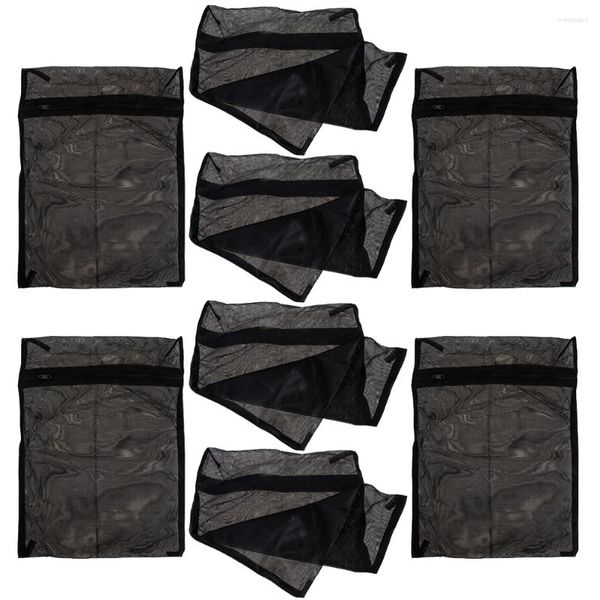 Bolsas de lavanderia 8 PCs Black Bag Mesh Washing Machine Delicates Organizer Sock