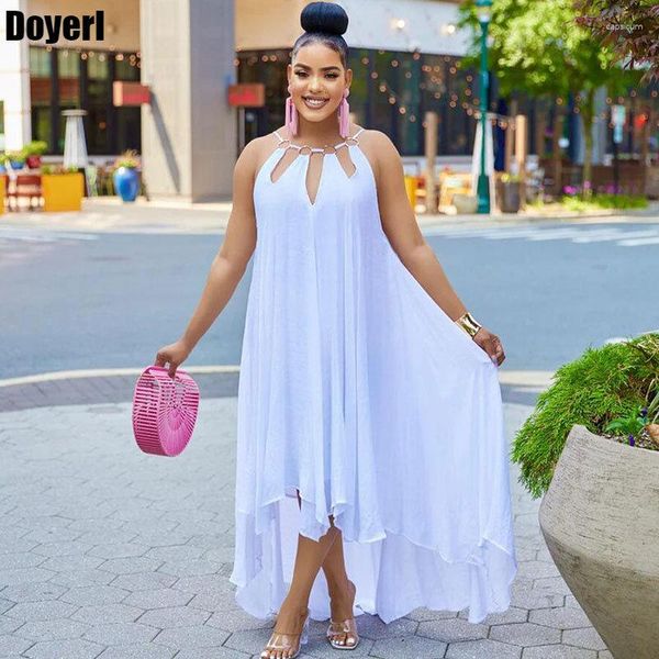 Lässige Kleider sexy Hohlauslöser Sommer Maxi Kleid für Frauen elegant ärmellose unregelmäßige gerade losen Party Club Langer Vestido Blanco