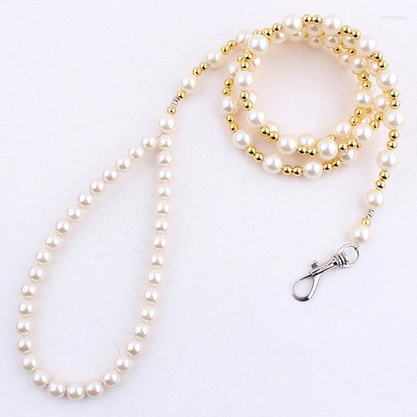 Hundekragen Luxus Perlen Perlen Leinenkette für Haustiere Weißgold Walking Katzenkragen Accessoires Produkte kleine Hunde