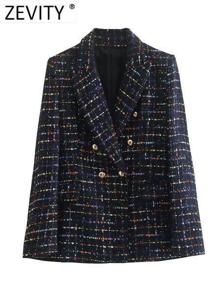 Feminino feminino blazers zevity feminino de colarinho vintage colorido colorido tweed tweed blazer blazer casaco fêmea vases chiques tops ct2982 230817