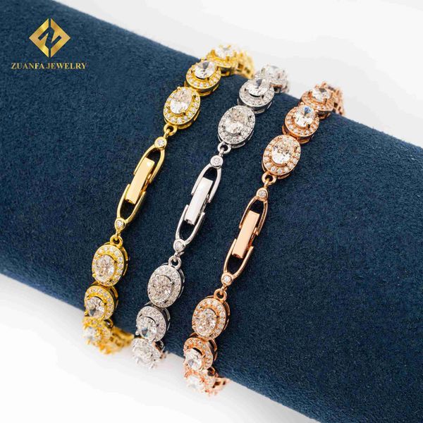 NUOVI ARRIVI GEGILI HIP HIP ORO/GIALLO GOLD/ROSA DELLA ROSA DA VVS1 BRACELE TENNIS MOISSANITE