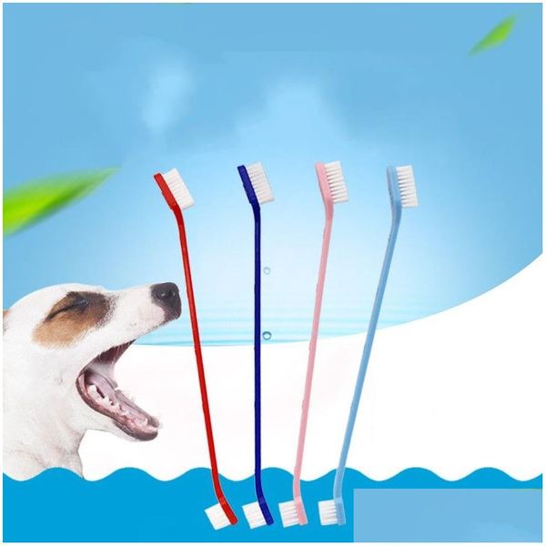 Cachoramento de cachorro Pets de cabeça dupla Pets de dentes portátil Profissional Professor de dentes conveniente para limpar os dentes de estimação 53 V2 Drop Delivery Home ga dhbhp